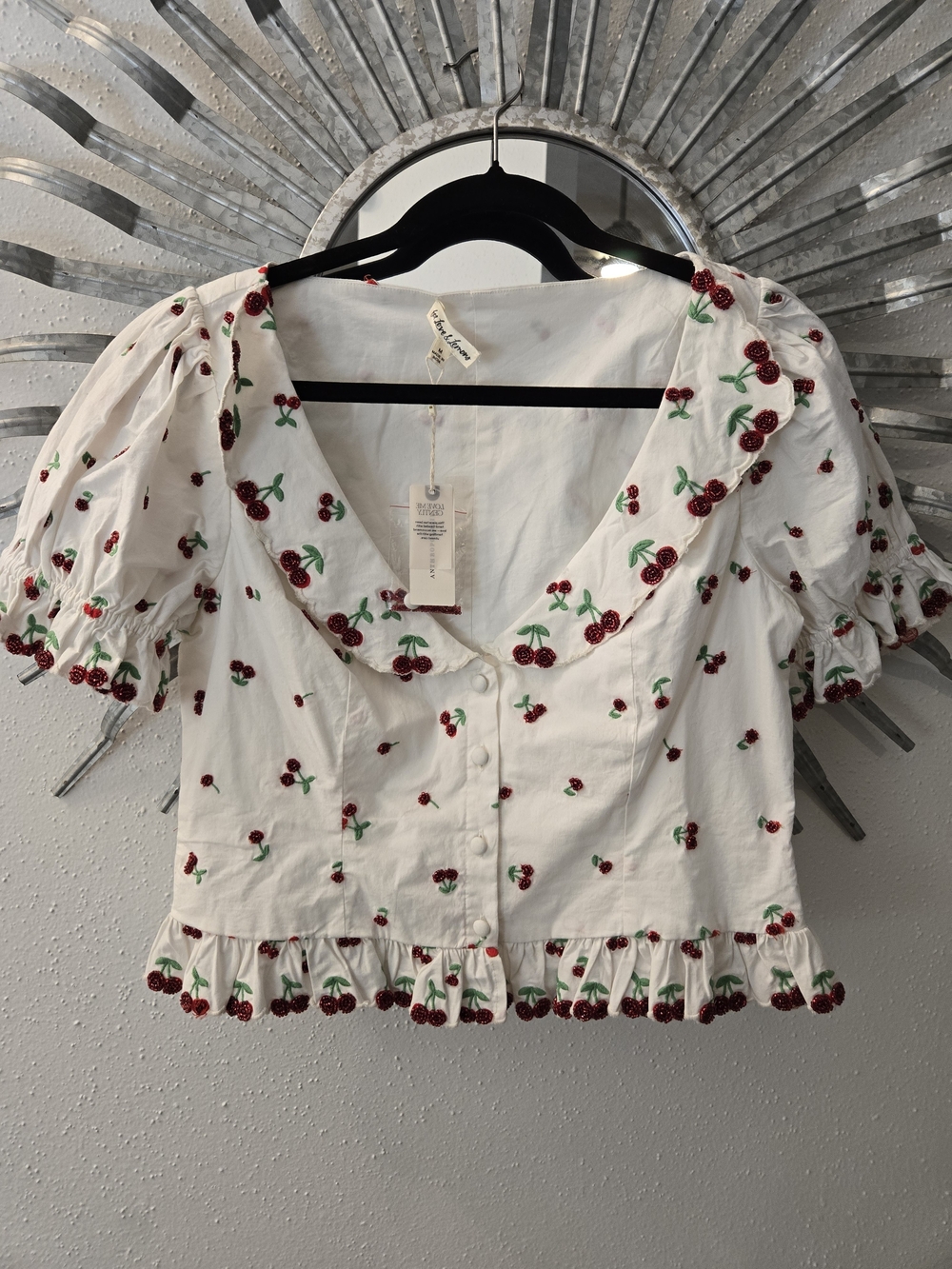 For Love & Lemons Beaded Cherries Top